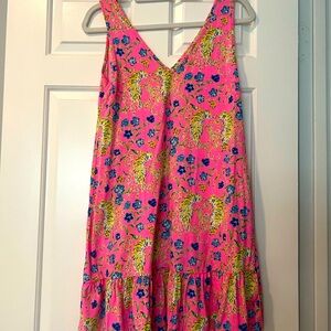 EUC LILLY PULITZER Camilla Swing Dress Prosecco Pink Tigress Garden XS